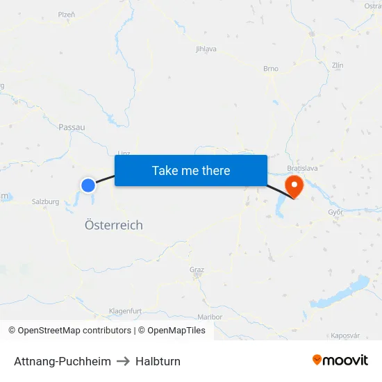 Attnang-Puchheim to Halbturn map