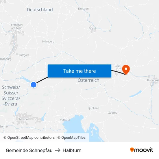 Gemeinde Schnepfau to Halbturn map
