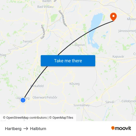 Hartberg to Halbturn map