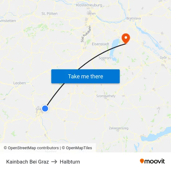 Kainbach Bei Graz to Halbturn map