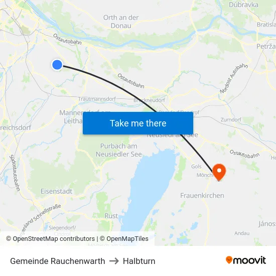 Gemeinde Rauchenwarth to Halbturn map