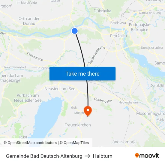 Gemeinde Bad Deutsch-Altenburg to Halbturn map