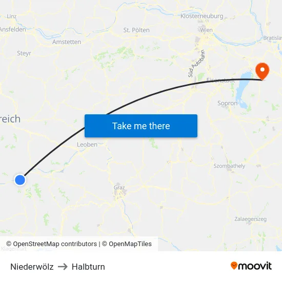 Niederwölz to Halbturn map