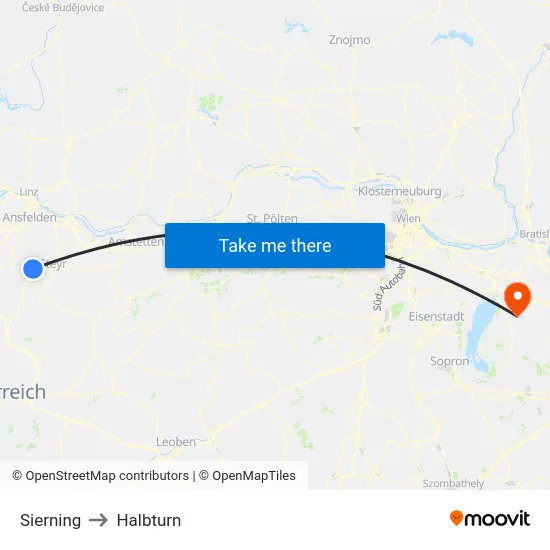 Sierning to Halbturn map