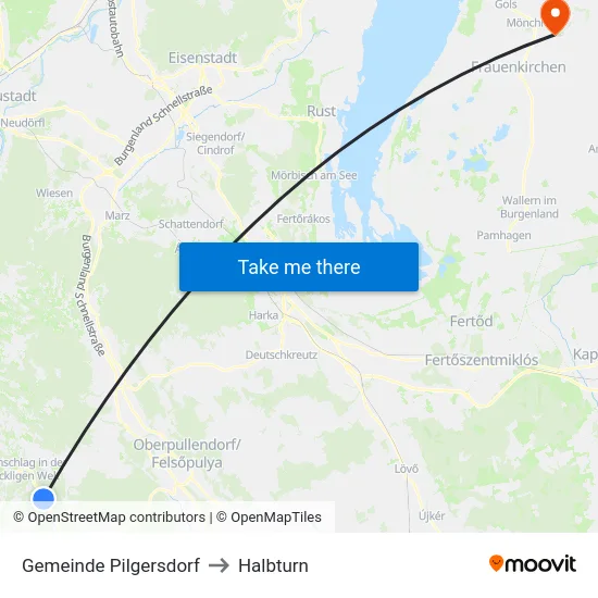 Gemeinde Pilgersdorf to Halbturn map