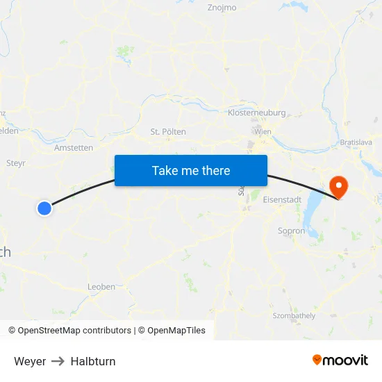 Weyer to Halbturn map