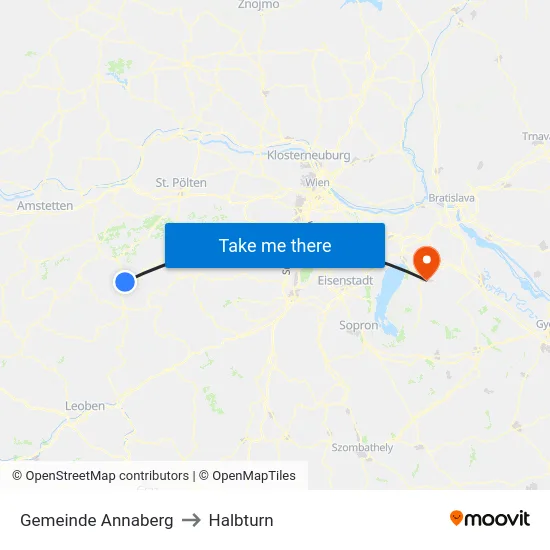 Gemeinde Annaberg to Halbturn map