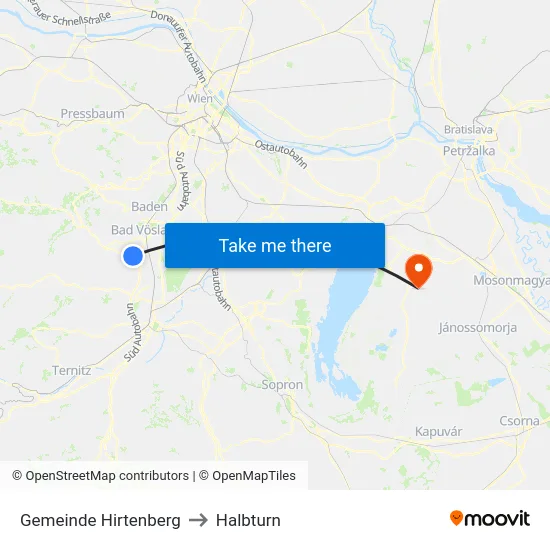 Gemeinde Hirtenberg to Halbturn map