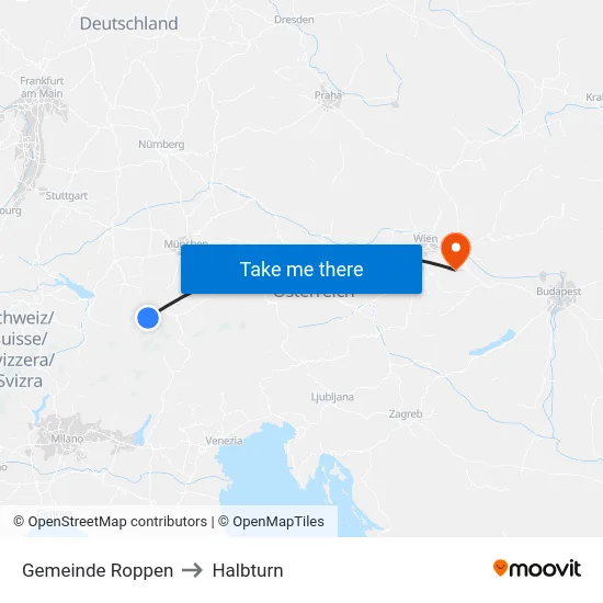 Gemeinde Roppen to Halbturn map