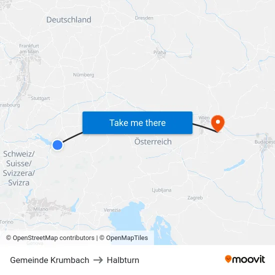 Gemeinde Krumbach to Halbturn map