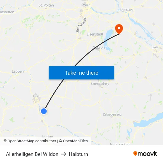 Allerheiligen Bei Wildon to Halbturn map
