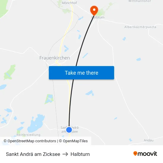 Sankt Andrä am Zicksee to Halbturn map
