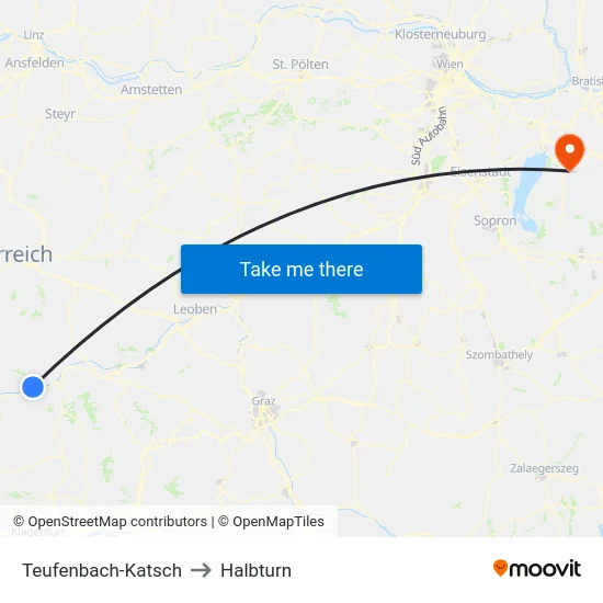 Teufenbach-Katsch to Halbturn map