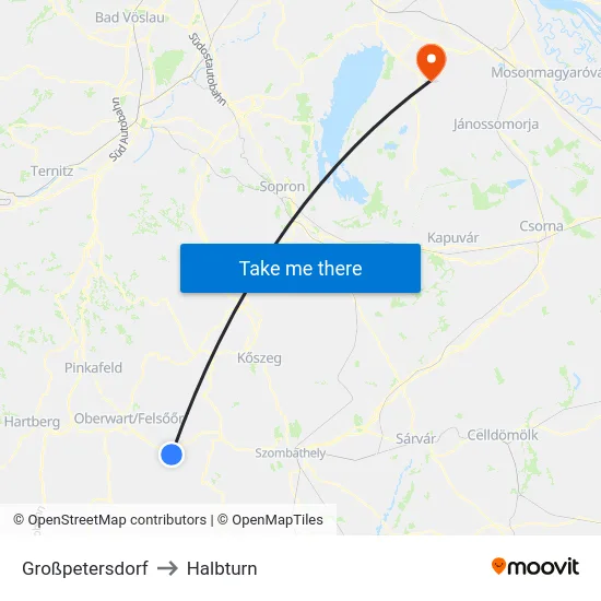 Großpetersdorf to Halbturn map