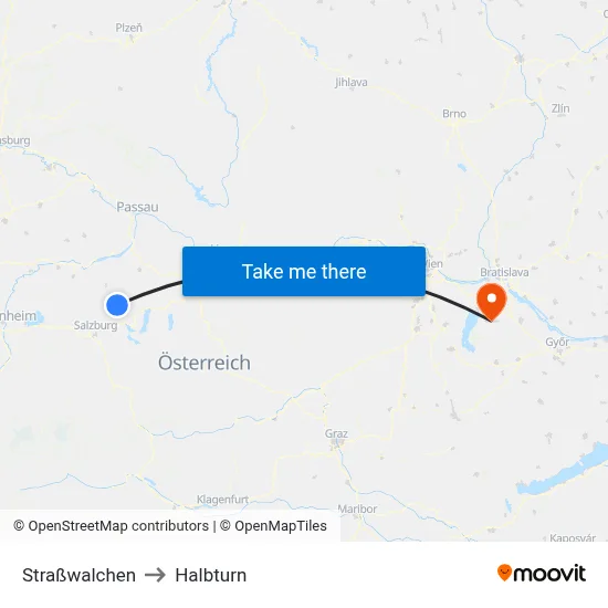 Straßwalchen to Halbturn map