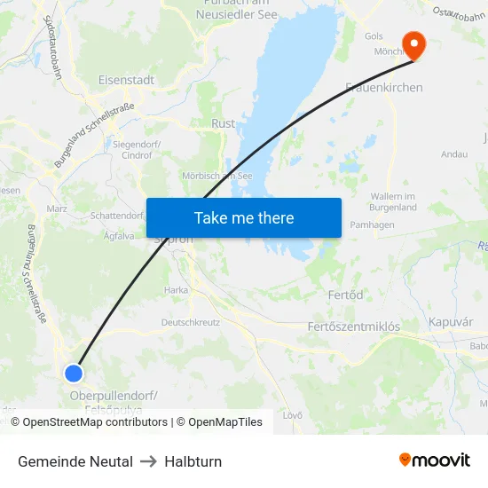 Gemeinde Neutal to Halbturn map