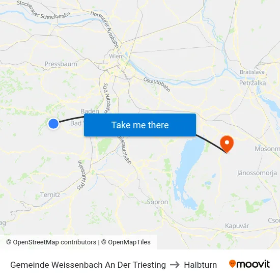 Gemeinde Weissenbach An Der Triesting to Halbturn map