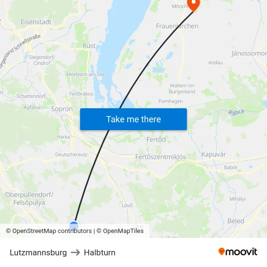 Lutzmannsburg to Halbturn map