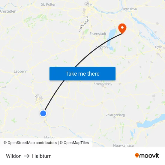 Wildon to Halbturn map