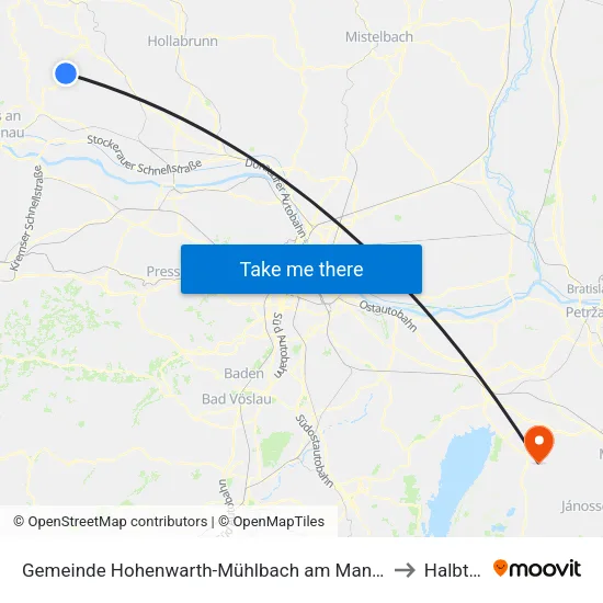 Gemeinde Hohenwarth-Mühlbach am Manhartsberg to Halbturn map