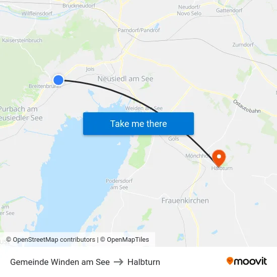 Gemeinde Winden am See to Halbturn map