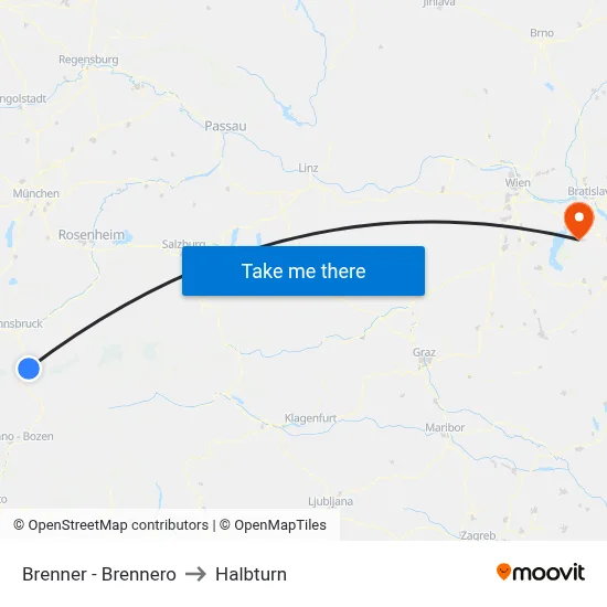 Brenner - Brennero to Halbturn map