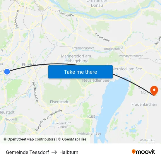 Gemeinde Teesdorf to Halbturn map