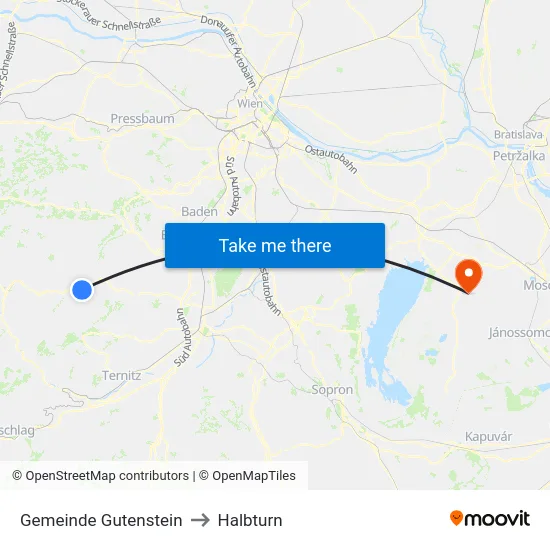 Gemeinde Gutenstein to Halbturn map