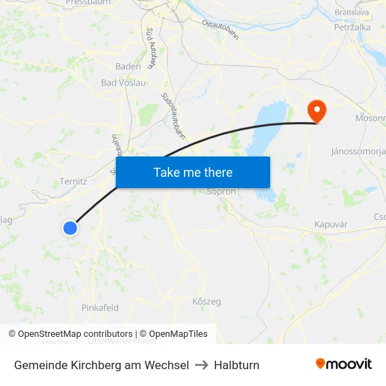 Gemeinde Kirchberg am Wechsel to Halbturn map