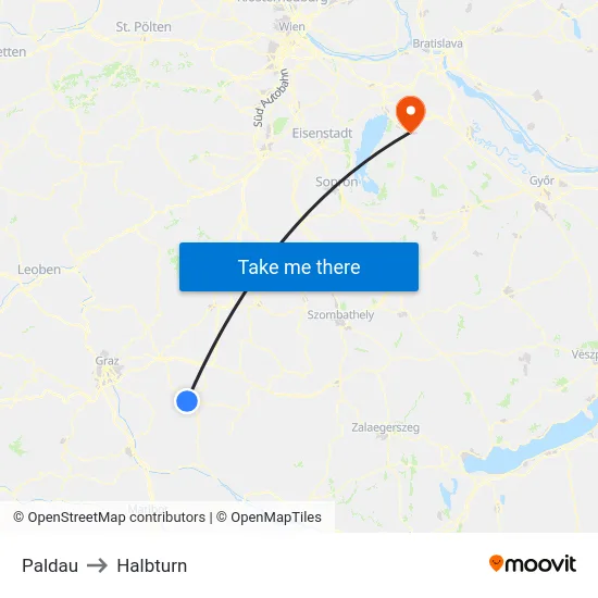 Paldau to Halbturn map