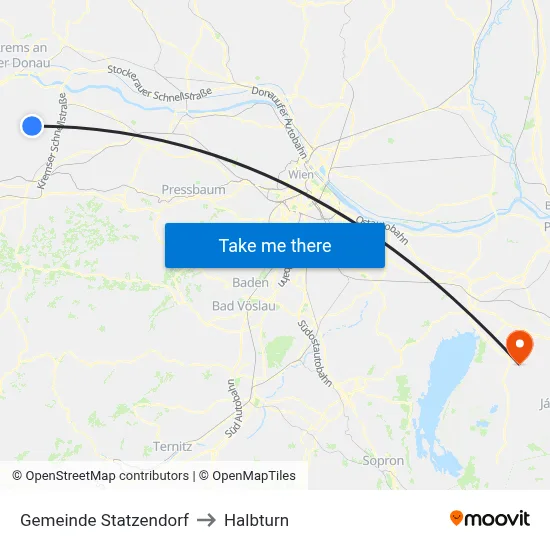 Gemeinde Statzendorf to Halbturn map