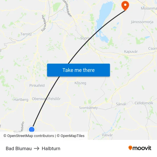 Bad Blumau to Halbturn map