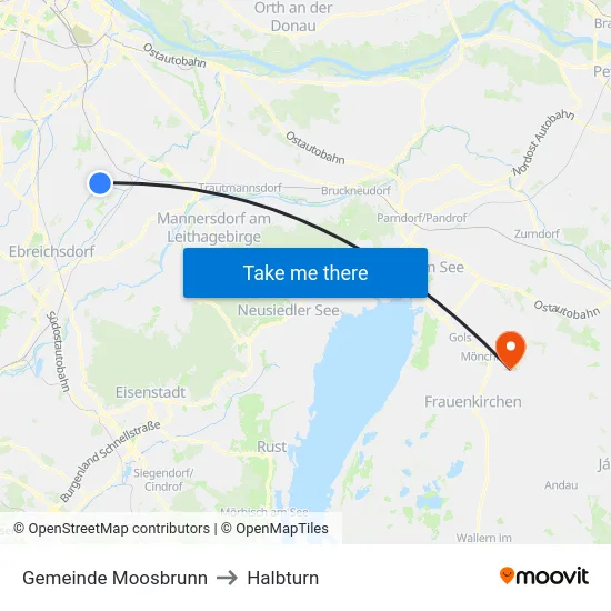 Gemeinde Moosbrunn to Halbturn map