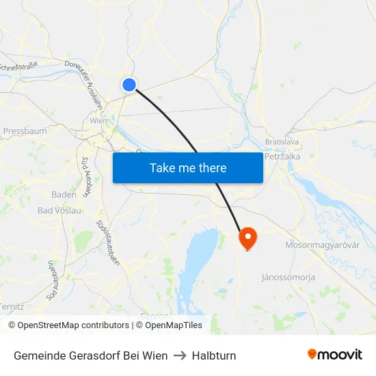 Gemeinde Gerasdorf Bei Wien to Halbturn map