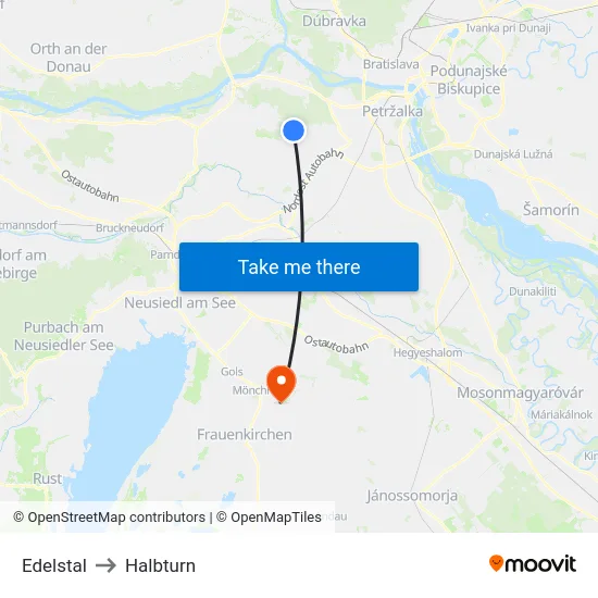 Edelstal to Halbturn map