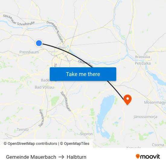 Gemeinde Mauerbach to Halbturn map