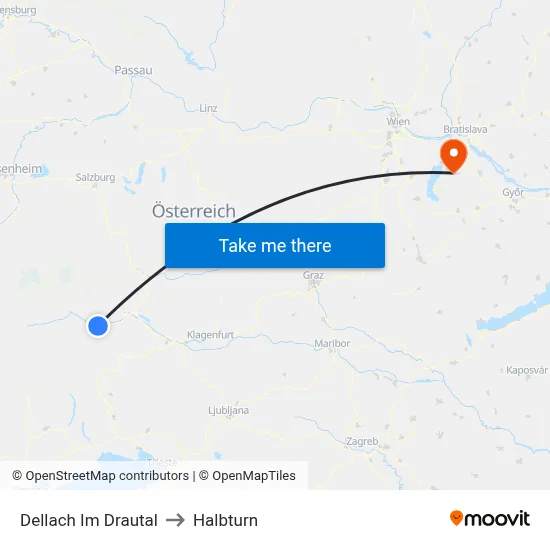 Dellach Im Drautal to Halbturn map