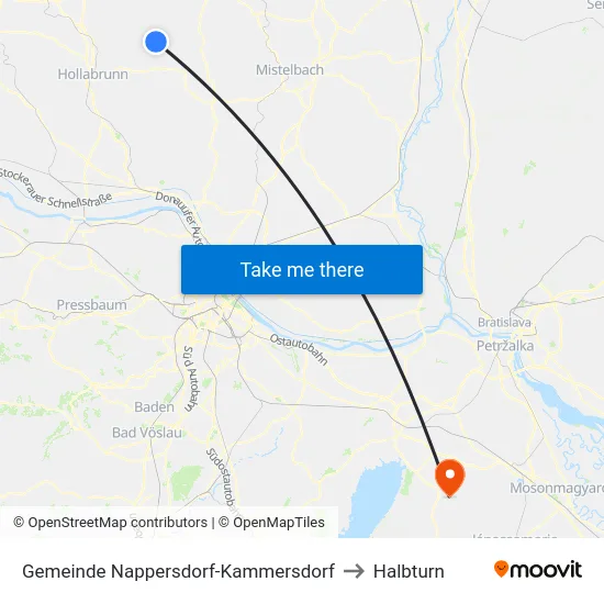 Gemeinde Nappersdorf-Kammersdorf to Halbturn map