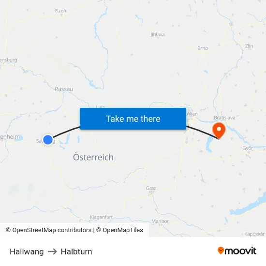 Hallwang to Halbturn map