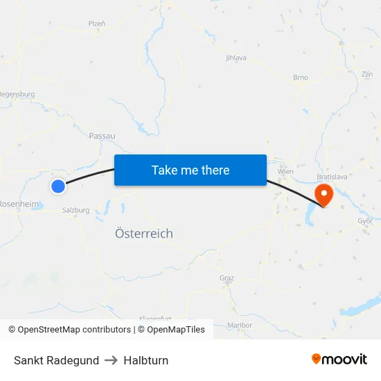 Sankt Radegund to Halbturn map