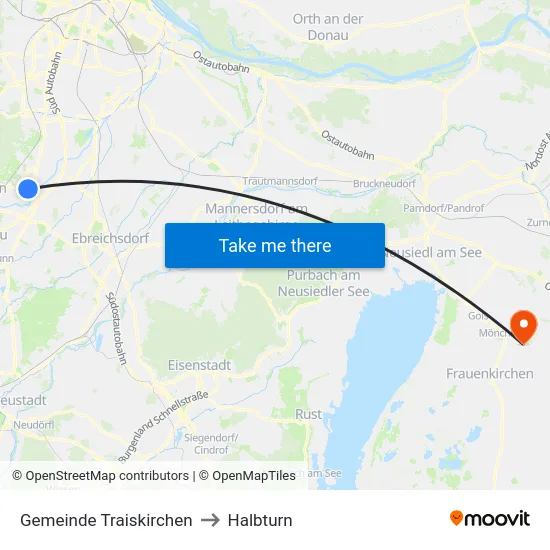 Gemeinde Traiskirchen to Halbturn map