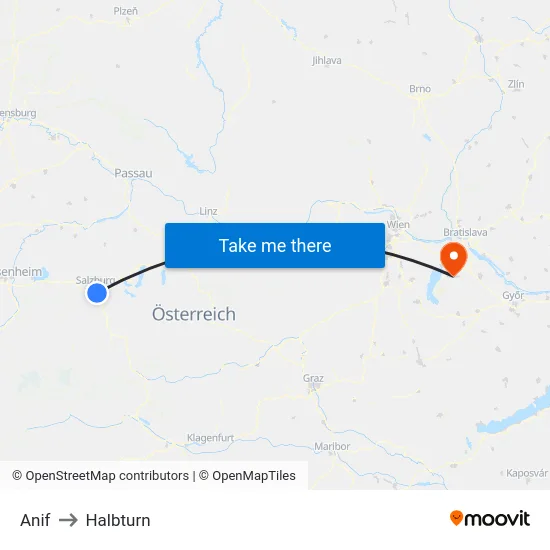 Anif to Halbturn map