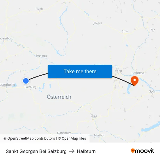 Sankt Georgen Bei Salzburg to Halbturn map