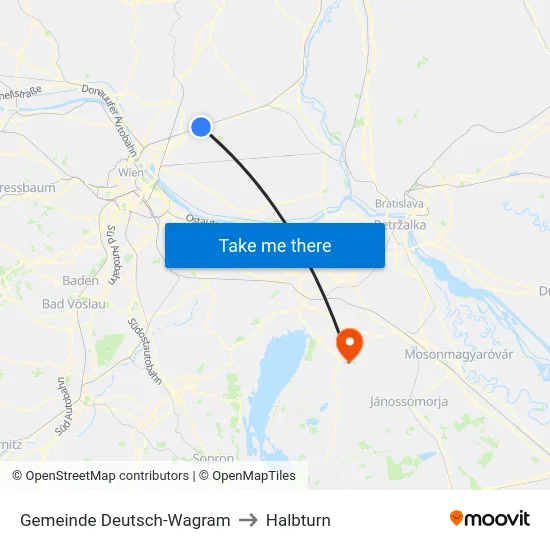 Gemeinde Deutsch-Wagram to Halbturn map