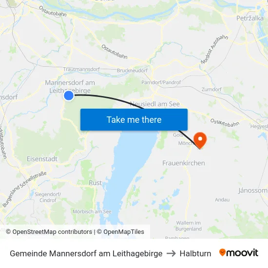 Gemeinde Mannersdorf am Leithagebirge to Halbturn map