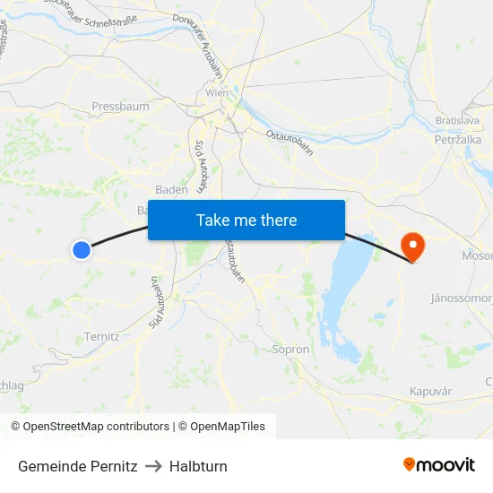 Gemeinde Pernitz to Halbturn map