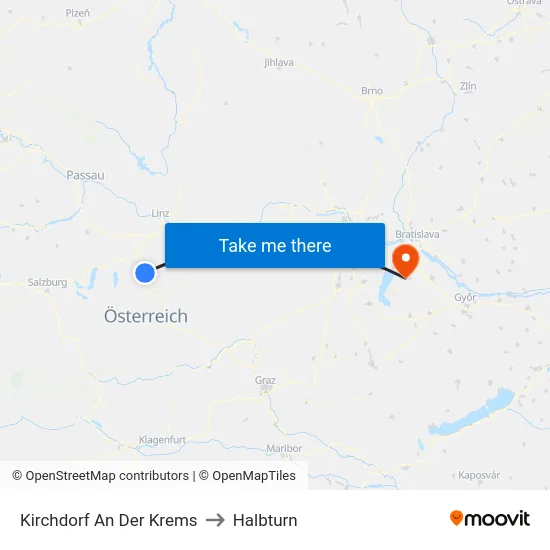 Kirchdorf An Der Krems to Halbturn map