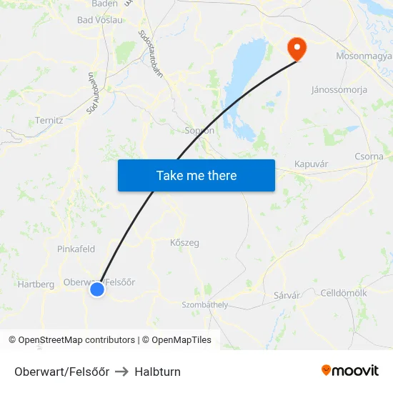 Oberwart/Felsőőr to Halbturn map