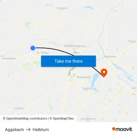 Aggsbach to Halbturn map
