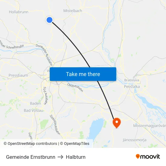 Gemeinde Ernstbrunn to Halbturn map